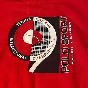 Vintage 90s Polo Sport Spell Out du Maurier Open Sweater Made in Canada